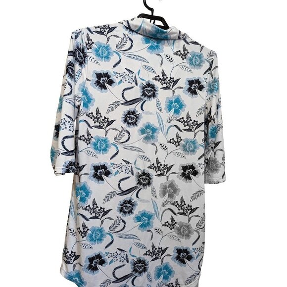 Echo Sleepwear size L nightgown loungewear top Blue White floral - Picture 2 of 5